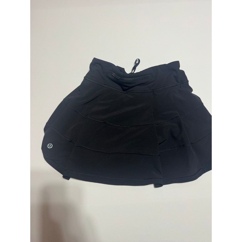 Lululemon Pace Rival Skirt Tall Black Size 2 GD Golf Activewear Tennis Running